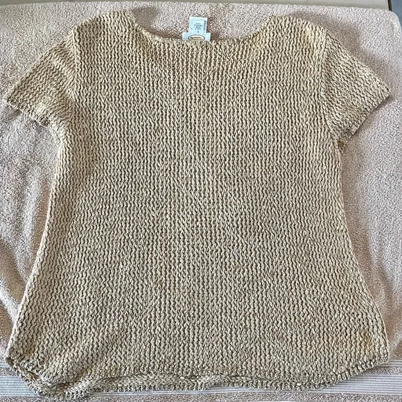 Talbot’s tan‎ shortsleeve knit pullover scoop neck keyhole detail L - Picture 3 of 7